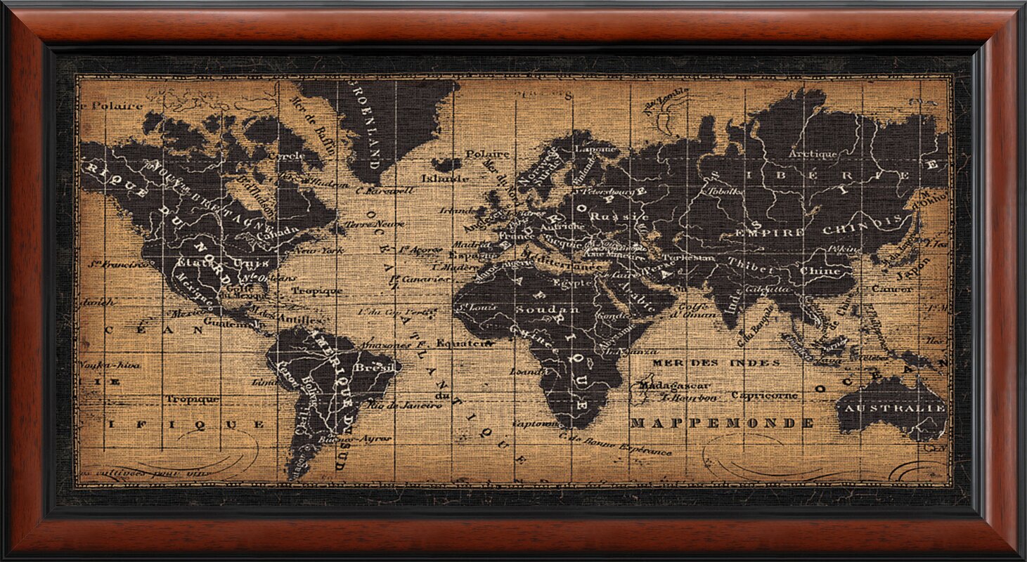 Darby Home Co Old World Map Framed Graphic Art Reviews Wayfair   Old World Map Framed Graphic Art 